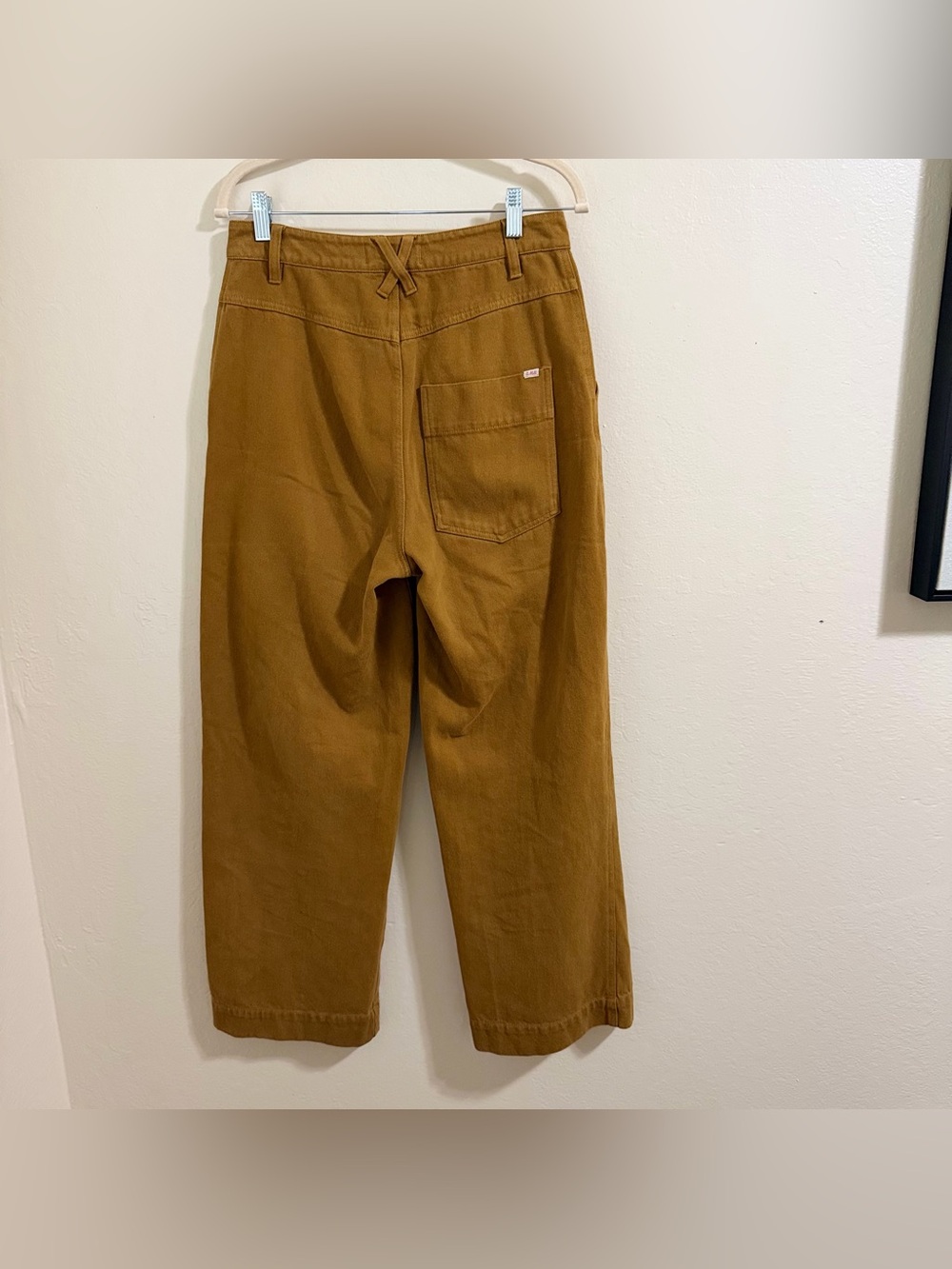 Alex Mill Patrick Washed Denim Wide Leg Pants Golden Khaki Ochre Size 4 Cargo - Picture 10 of 16
